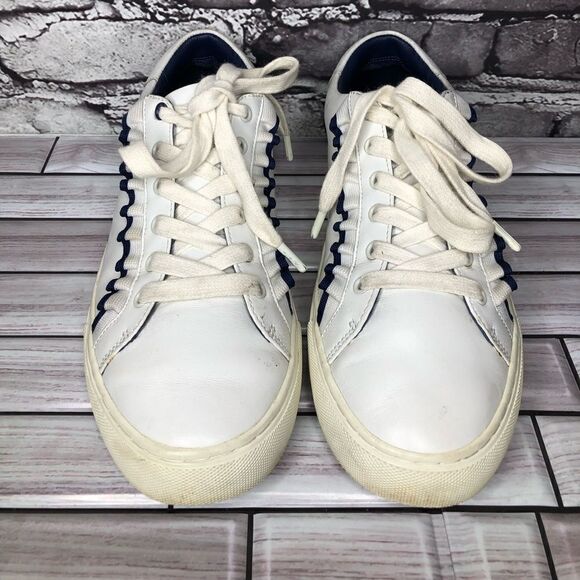 Tory Burch Ruffle White Leather Lace Sneaker Sport Shoes Women’s Sz 9M US/40EU - Picture 4 of 14